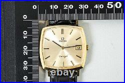 For Parts Vintage OMEGA Geneve Cal. 1030 Hand Winding Gold Dial Date 32mm Men's