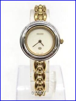 GUCCI 11/12 Change Bezel Watch White Gold Silver For Parts Or Repair