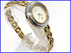 GUCCI 11/12 Change Bezel Watch White Gold Silver For Parts Or Repair