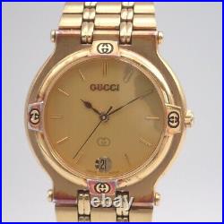 GUCCI 9200M Gold Dial Gold Plated Quartz Midsize Mens Watch Not tested For Parts