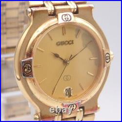 GUCCI 9200M Gold Dial Gold Plated Quartz Midsize Mens Watch Not tested For Parts