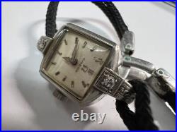 Genuine OMEGA Hand Winding Ladies Platinum 2P Diamond Cal. 481 15551 for parts