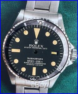 Genuine Rolex Submariner 1680 Matte Black Dial with Old Hands Set, marked # back