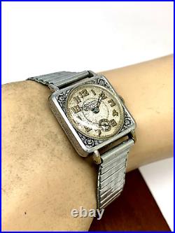 Gothic Indestructo Watch Vintage Hand Wind Antique Silver Dial FOR REPAIR PARTS