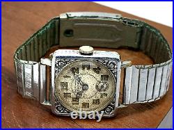 Gothic Indestructo Watch Vintage Hand Wind Antique Silver Dial FOR REPAIR PARTS