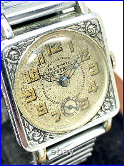 Gothic Indestructo Watch Vintage Hand Wind Antique Silver Dial FOR REPAIR PARTS