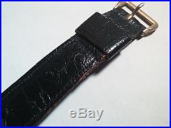 Gruen wrist watch, Precision, hand wind 14k gold, original ostrich band-black, r