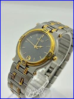 Gucci 9000M Black Dial Date Indicator Quartz Men Not tested For Parts