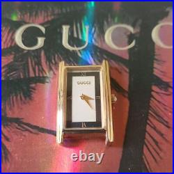 Gucci Vintage 2600L Gold Black Watches Operating Battery Parts 87203