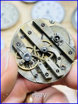 HUGE LOT Pocket Watches Elgin 15j Waltham Riverside 15j Fink 17j Keywind PARTS