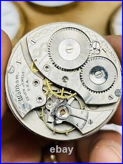HUGE LOT Pocket Watches Elgin 15j Waltham Riverside 15j Fink 17j Keywind PARTS