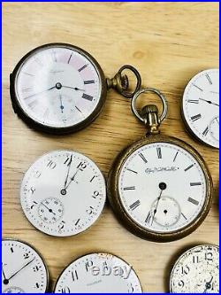HUGE LOT Pocket Watches Elgin 15j Waltham Riverside 15j Fink 17j Keywind PARTS