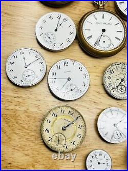 HUGE LOT Pocket Watches Elgin 15j Waltham Riverside 15j Fink 17j Keywind PARTS
