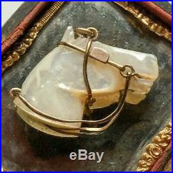 Horse fob. Hand carved. Mother of pearl. Horse head Pendant gold victorian vtg