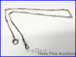 Huge Handmade Hand Etched 14k White Gold 1920s Art Deco Long Pocket Watch Chain