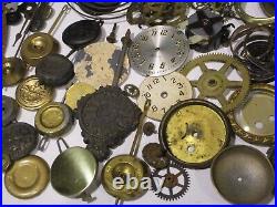 Huge Lot Antique Vintage Clock Watch Parts Pieces Gears Faces Movements Hands