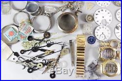 Huge Lot Watch & Pocket Watch Parts (1000+ Hands), Porcelain Dials, Cases Etc