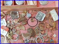 Huge lot of Omega assorted watch parts, hands, movements etc