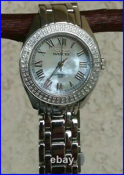 INVICTA DIAMOND BEZEL MOP DIAL SAPPHIRE CRYSTAL SWISS PARTS MOV. 50m W. R. WATCH