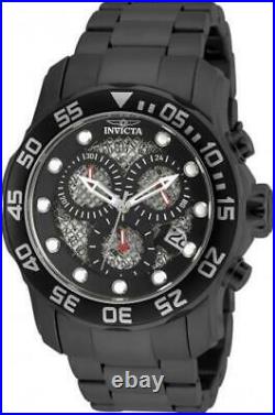Invicta Men's 19838 Pro Diver Quartz 3 Hand Black, Silver Dial Watch