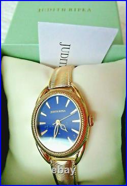 Judith Ripka New Marni Gold-tone Lapis Dial Bracelet Watch Size Small w JR Box