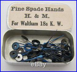 Lot Of Antique Nos 18s Waltham Spade Pocket Watch Hands Parts Repair