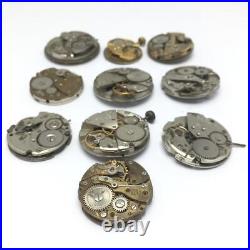 Lot 10 Watch Manual Winding Movements For Parts