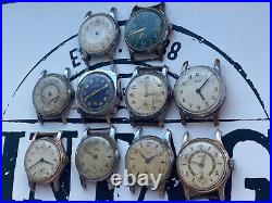Lot 10pcs Soviet-era wristwatch Pobeda, Zym For spare parts, repair