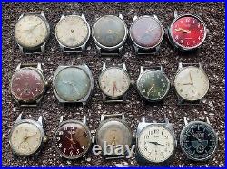 Lot 15pcs Soviet-era wristwatch Pobeda, Zym For spare parts, repair. Lot 8