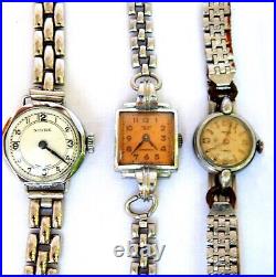 Lot 6 Wrist Watches Hand Winding Watch Art Deco Watches Lady Review Parts