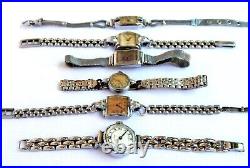 Lot 6 Wrist Watches Hand Winding Watch Art Deco Watches Lady Review Parts