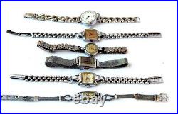 Lot 6 Wrist Watches Hand Winding Watch Art Deco Watches Lady Review Parts