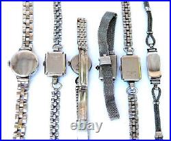 Lot 6 Wrist Watches Hand Winding Watch Art Deco Watches Lady Review Parts