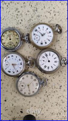 Lot Antic Poket Watch hand wind Not work for parts Lot 5 watch Swiss