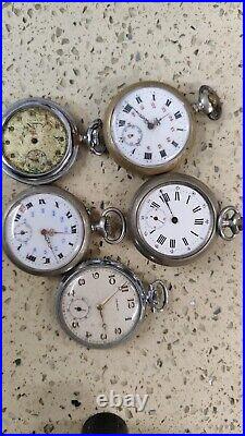 Lot Antic Poket Watch hand wind Not work for parts Lot 5 watch Swiss