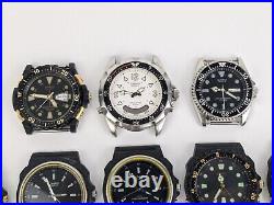 Lot Of 19 Vtg Casio Analog Diver Style Sport Watches AS-IS PARTS REPAIR READ