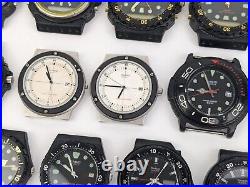 Lot Of 19 Vtg Casio Analog Diver Style Sport Watches AS-IS PARTS REPAIR READ