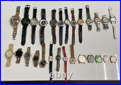 Lot Of 27 Broken Watches Michael Kors, Seiko, Guess, Citien, Fossil Parts Only