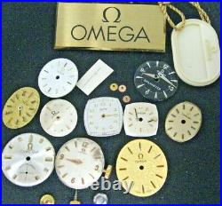 Lot Omega Watch Movement, Dials, hands, Crowns, Parts