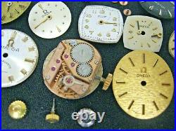 Lot Omega Watch Movement, Dials, hands, Crowns, Parts