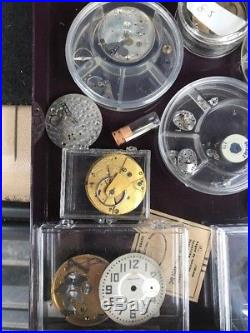Lot Vintage ELGIN & More Pocket Watch Parts in 4 Drawer Cabinet STEMS, HANDS