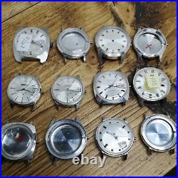 Lot of 12 NOS Benrus Steel Watch Cases, Some with Dials & Hands Parts (AW20)