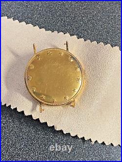 Louvic 17 Jewel watch Movement Liberty Coin case for parts runs keeps time