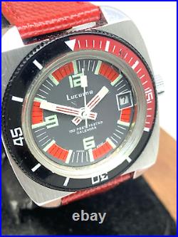 Lucerne Men's Watch Vintage Diver Swiss Hand Winding Coke Bezel FOR REPAIR PARTS