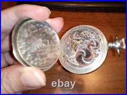 Men's Vintage Elgin Pocket Watch Silveroid 18s not working missing hand parts