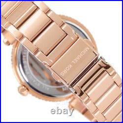 Michael Kors Womens Parker Lux Glitz Watch, MOP Dial, Crystals, Rose Gold Band