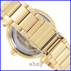 Michael Kors Womens Parker Lux Glitz Watch, White MOP Dial, Crystals, Gold Band