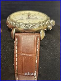Michele CSX Diamond Chronograph Brown Strap Ladies Watch 71-3900 Parts Or Repair