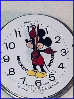 Mickey Mouse Swiss Mechanical Watch Movement Enamel Face Hands Parts MOD Vtg
