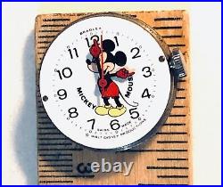 Mickey Mouse Swiss Mechanical Watch Movement Enamel Face Hands Parts MOD Vtg